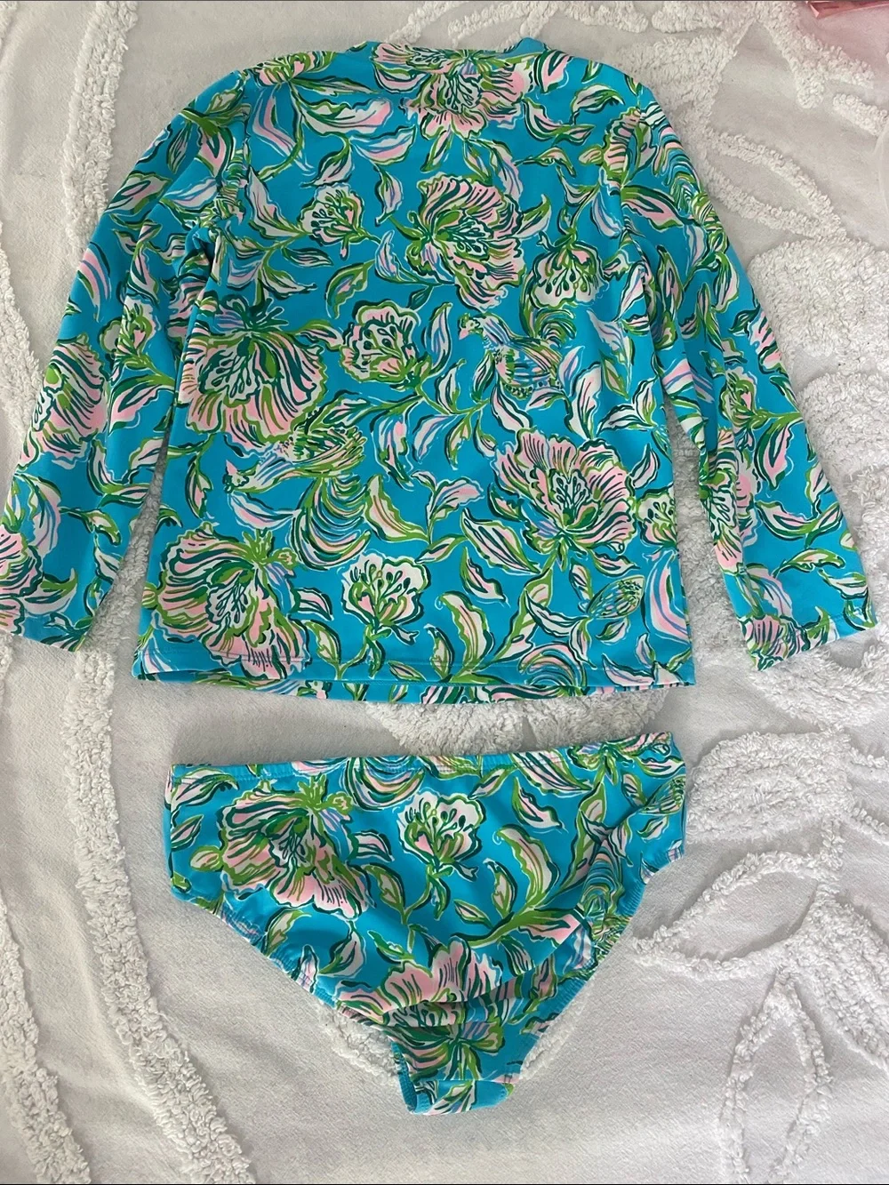 Lilly Pulitzer Girls' Turquoise Floral Long-Sleeve Rashguard Set